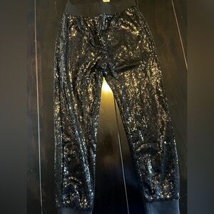 NWT. Francesca's Collections Shimmering Black Sequin Joggers